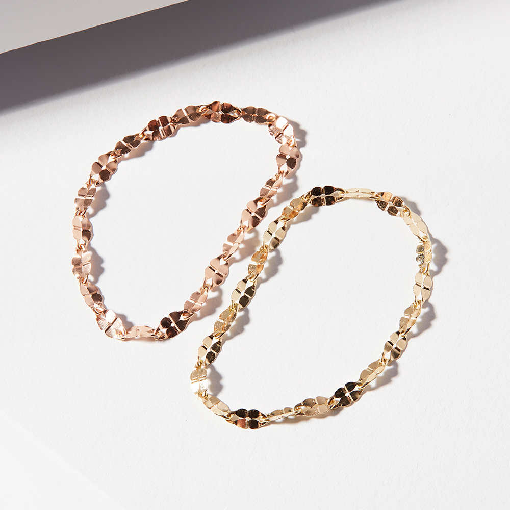 14K 18K 행운의 네잎 클로버 체인 금 반지