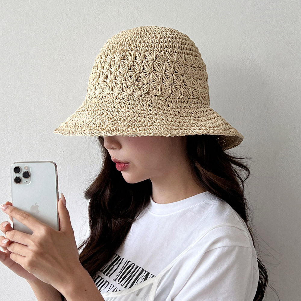 동대문모자 꽃 짜임 밀짚 벙거지 라탄 라피아 버킷햇 이미지 6