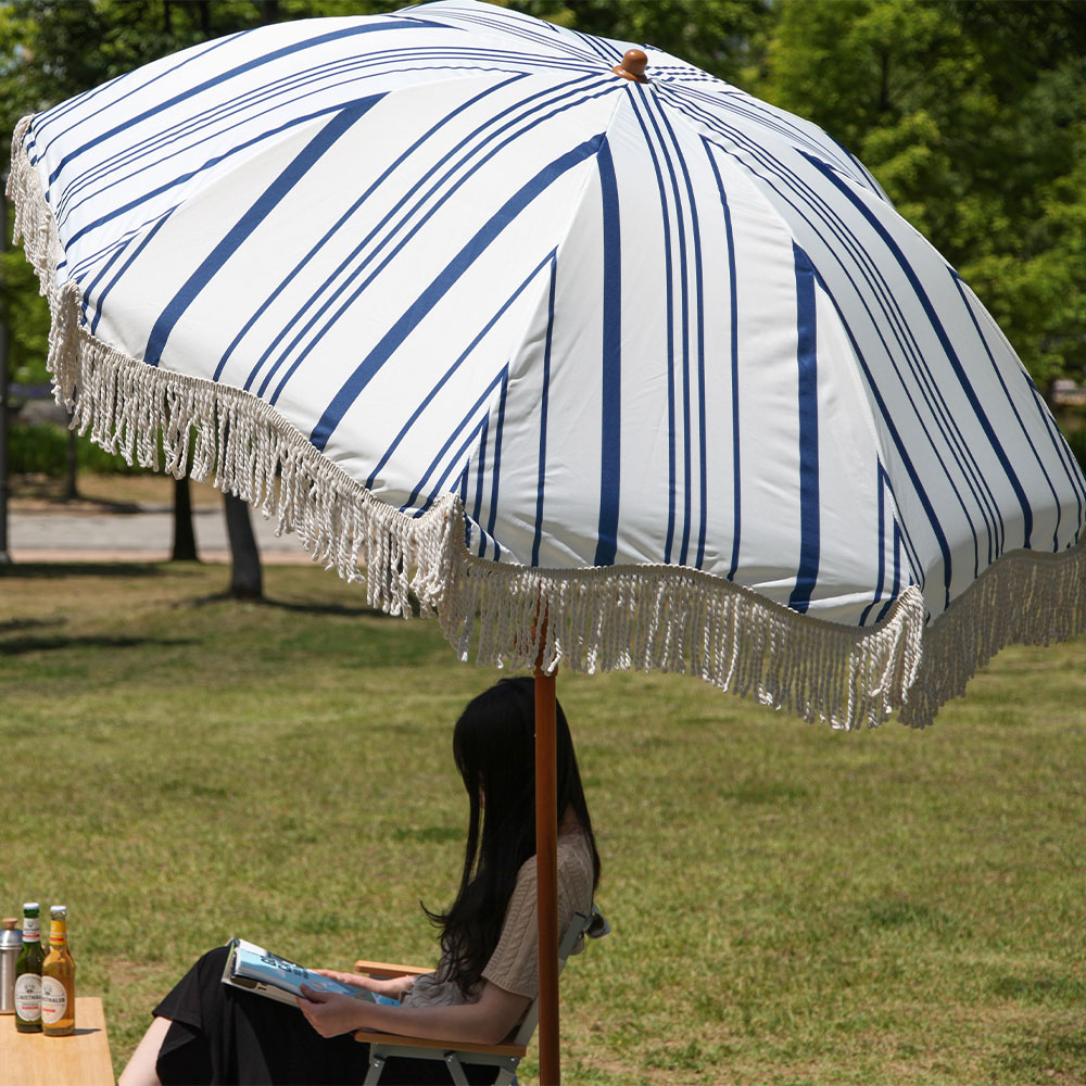 빈슨메시프 태슬 멀티 스트라이프 2M 꺾임 파라솔 낚시 비치 대형파라솔 그늘막 천막