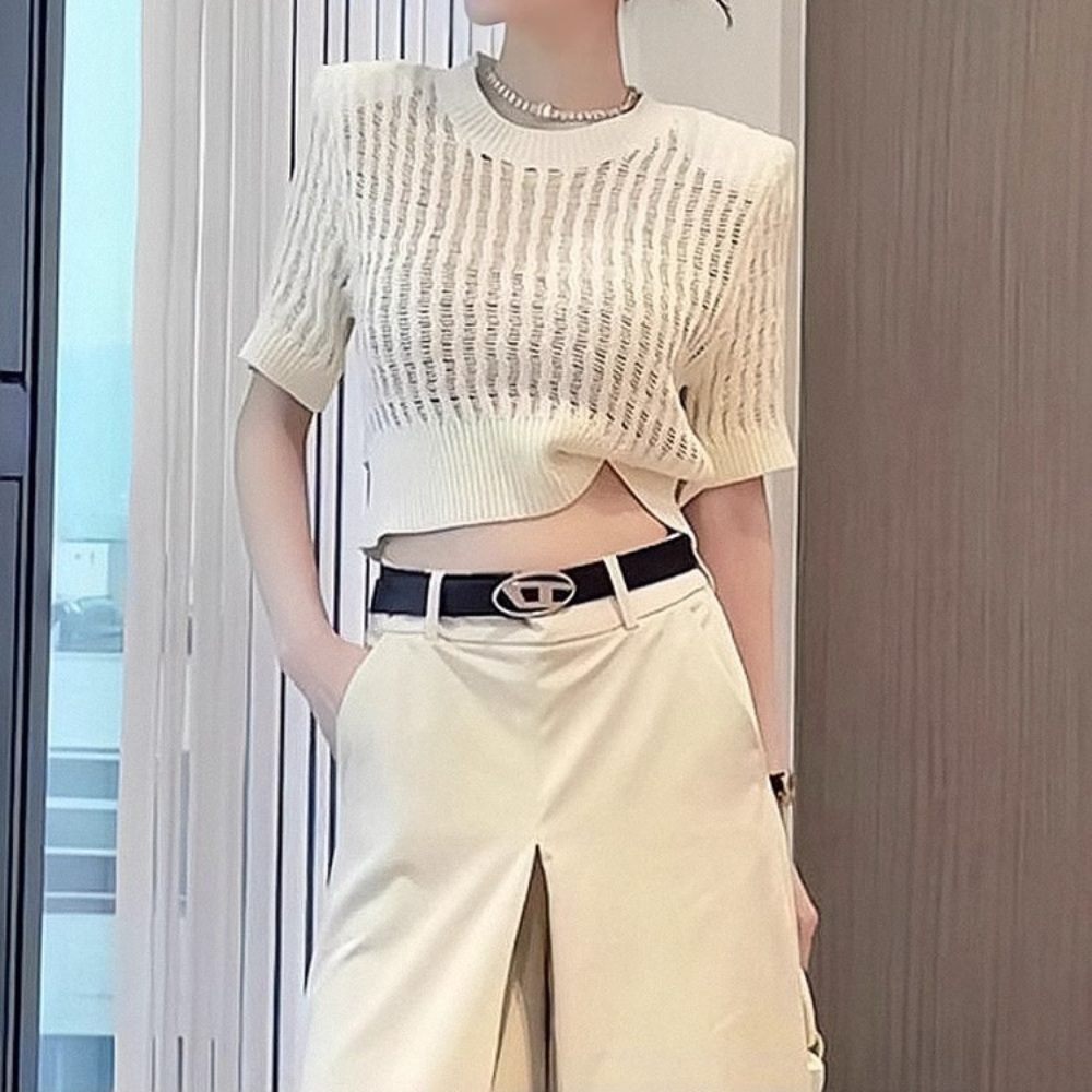 플레이어2 오연서 정수민 반팔 니트 펀칭 시스루 의상 옷 패션 - 메인 이미지