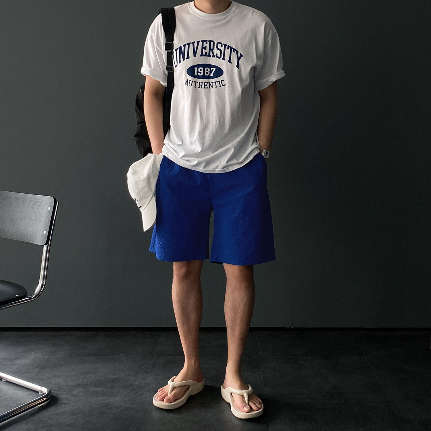 1+1 시어서커반바지 시어서커팬츠 냉장고반바지 - 상세 이미지 2