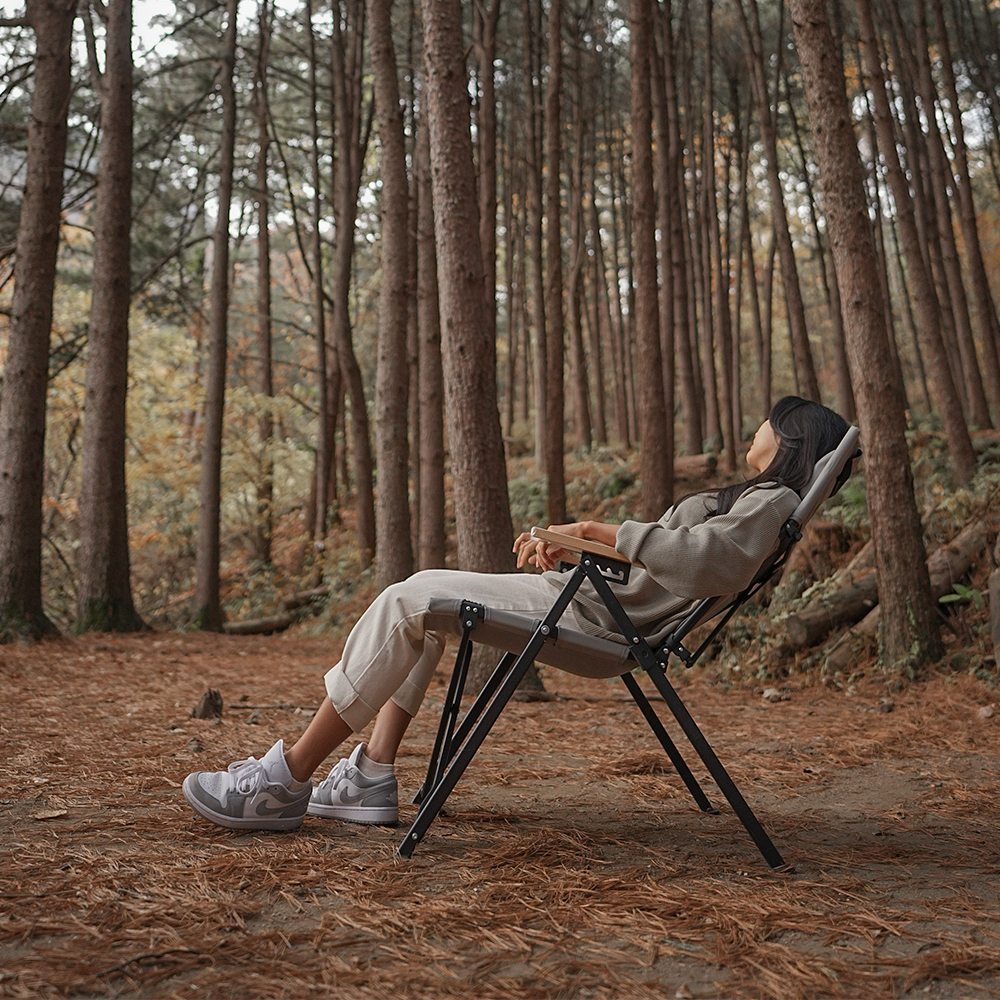 퀀텀 체어 접이식 캠핑의자 리클라이너 각도조절 릴렉스체어
