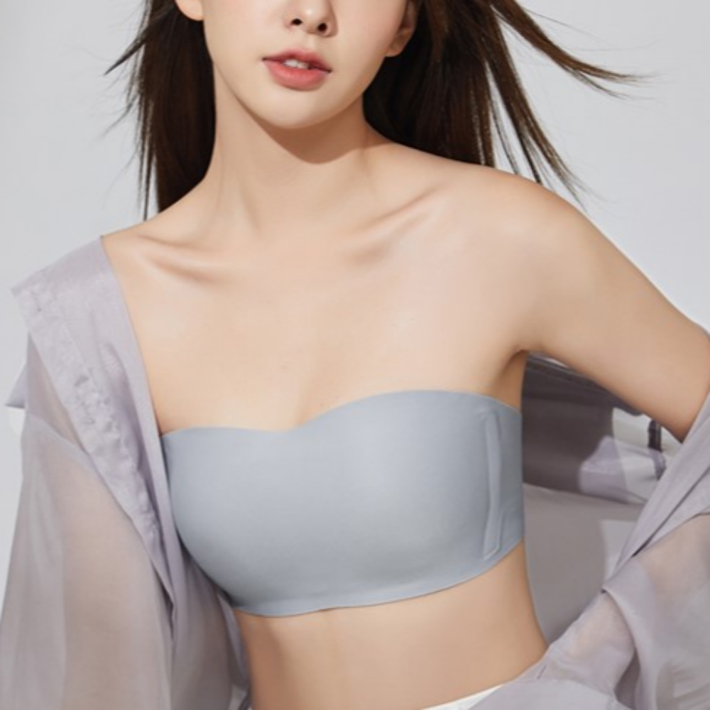 오프숄더 노끈 스트랩리스브라 심리스 튜브탑 끈없는브라탑 패드일체형 웨딩촬영속옷 - 상세 이미지 2