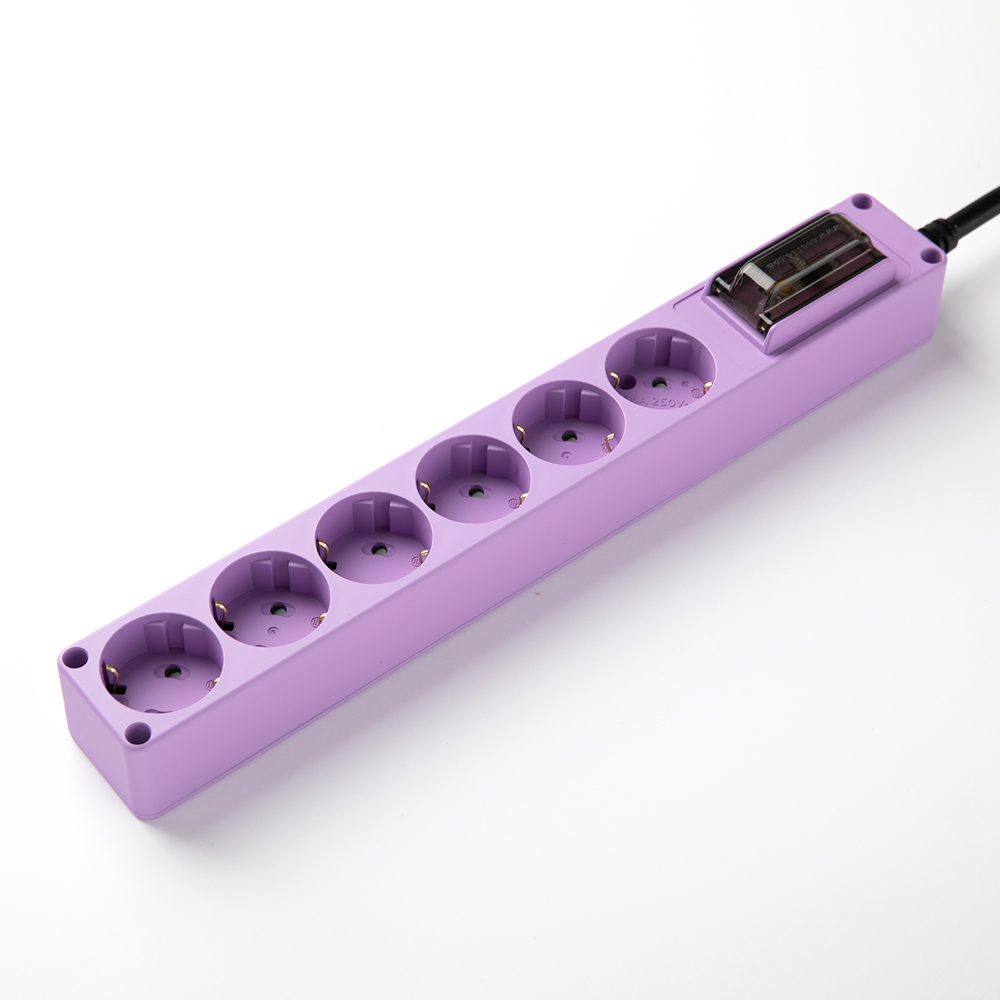 현대 오브제 퍼플 6구 누전차단기 고용량멀티탭 에어컨전용콘센트 인덕션 인테리어 1.5m