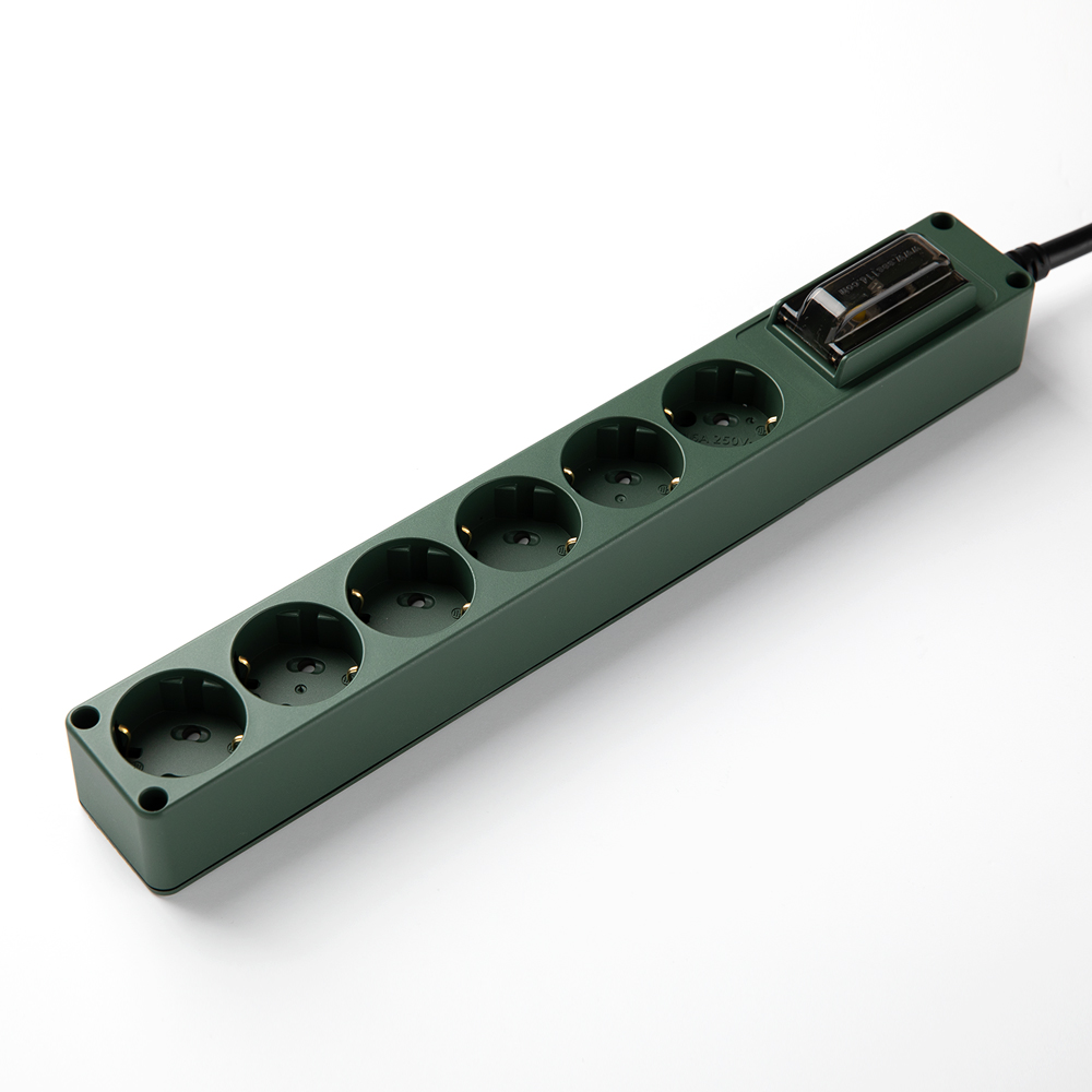 현대 오브제 카키 6구 누전차단기 고용량멀티탭 4000W멀티탭 안전한 인덕션 1.5m
