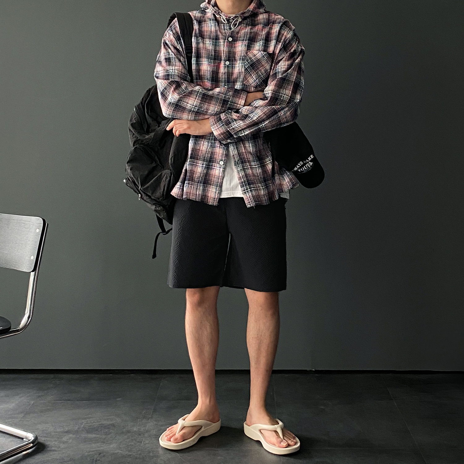 1+1 시어서커반바지 시어서커팬츠 냉장고반바지 - 상세 이미지 2