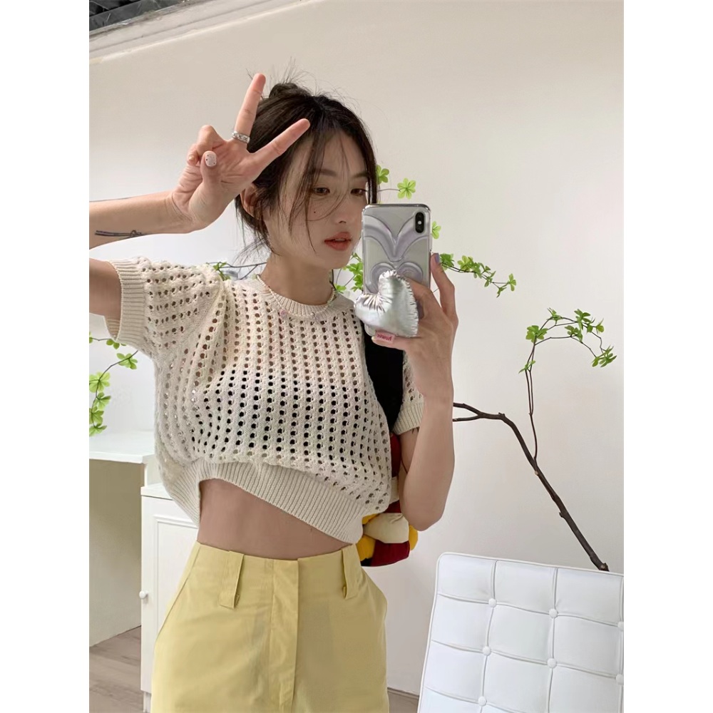 플레이어2 오연서 정수민 반팔 니트 독특한 실크 의상 옷 패션 - 상세 이미지 4