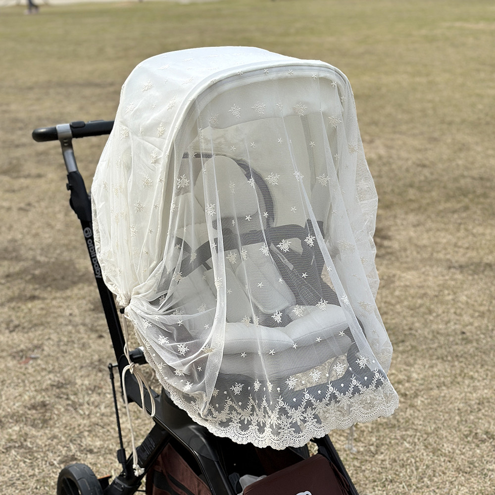 올포홈 로즈부케 유모차가리개 하트 레이스  커튼 덮개 햇빛가리개