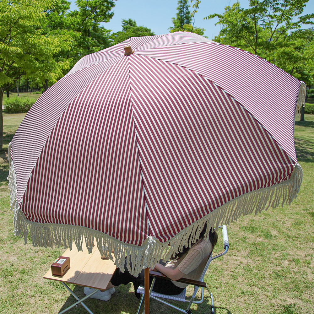 빈슨메시프 태슬 라인 스트라이프 2M 일반 파라솔 낚시 비치 대형파라솔 그늘막 천막