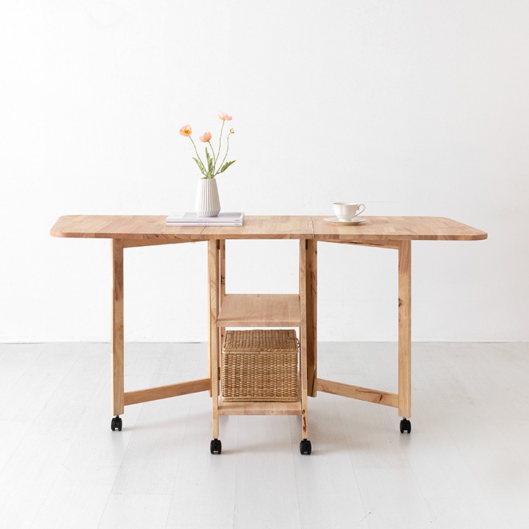 DIGOOD 이동식 접이식테이블 고무나무 1590mm, 고무나무 4933.7207