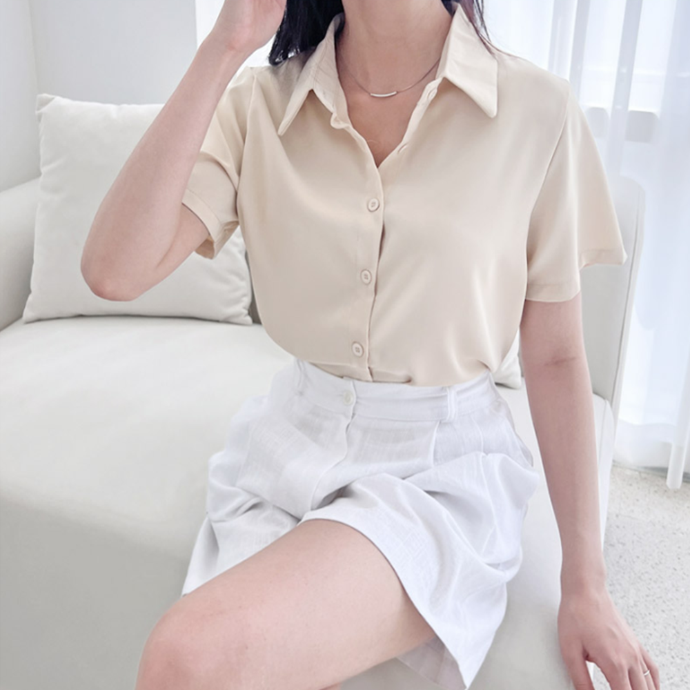 예식장옷차림 결혼식 하객룩 복장 여성 여름 면접 반팔 블라우스 이미지 6