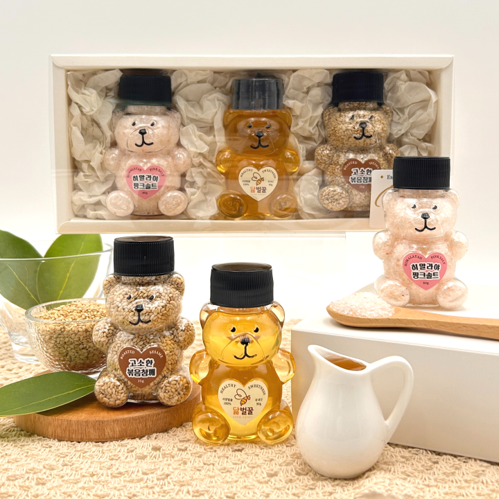 결혼식답례선물 꿀깨소금 센스있는 회사 퇴사 돌잔치 육아휴직 꿀답례품 결혼 곰돌이 단체선물 - 상품 이미지