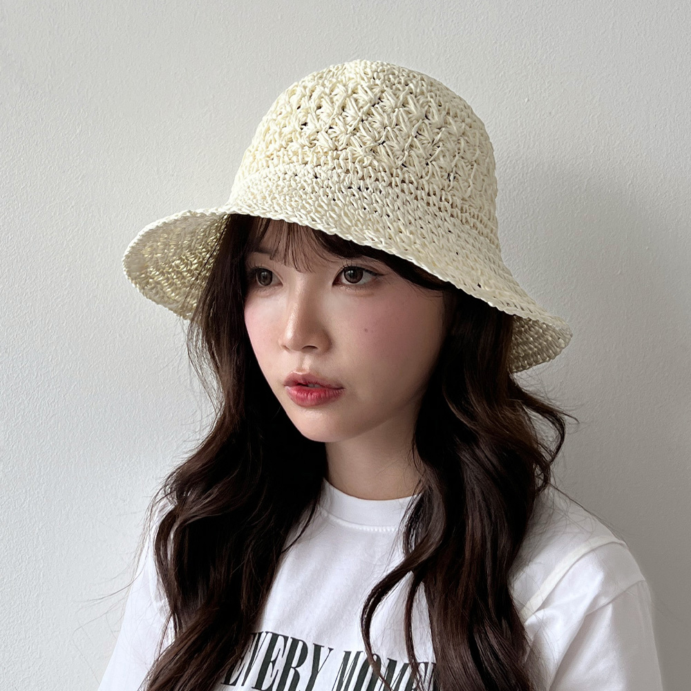 동대문모자 꽃 짜임 밀짚 벙거지 라탄 라피아 버킷햇 - 상세 이미지 3