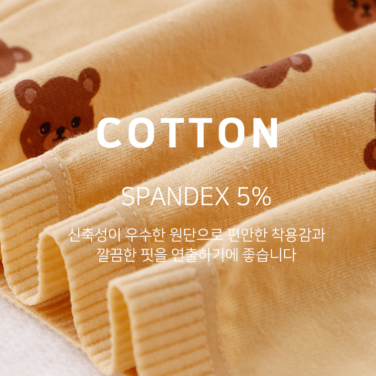 심쿵 사랑스러운 큐티베어 면 곰돌이팬티 5개 세트 이미지 3