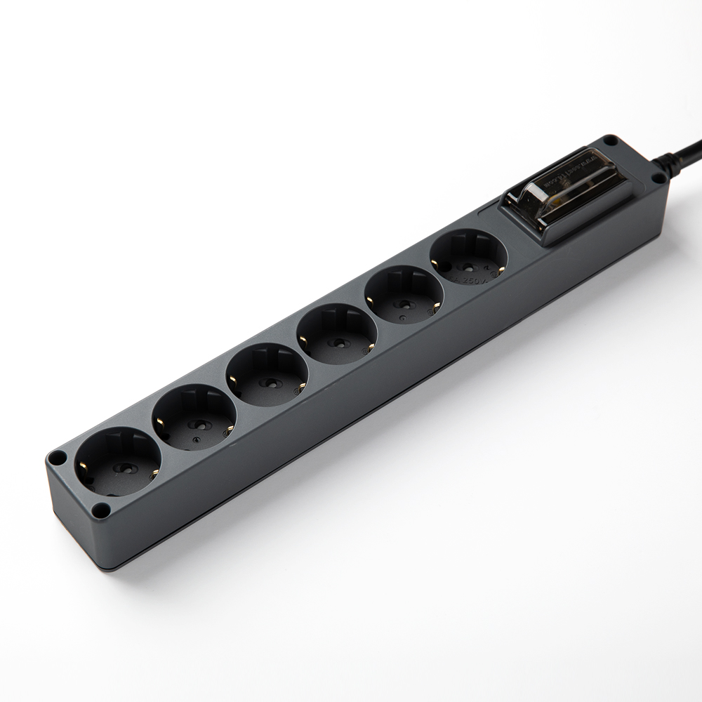 현대 오브제 다크그레이 6구 누전차단 고전력멀티탭 4000W 고압 고용량 컬러 1.5m