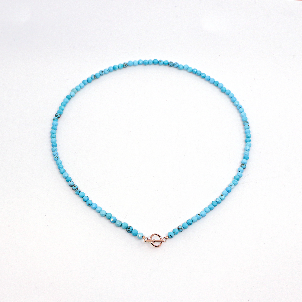 14k 4mm 블루 터키석 토글 목걸이 OPPN0704 - 상세 이미지 4