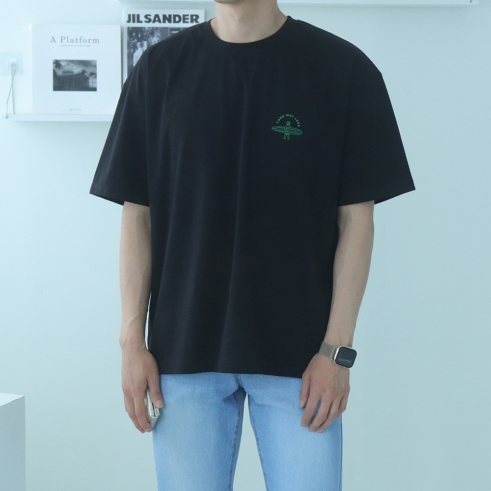 남자오버핏반팔티 서핑 프린팅 분또 커플 쿨 티셔츠 이미지 6