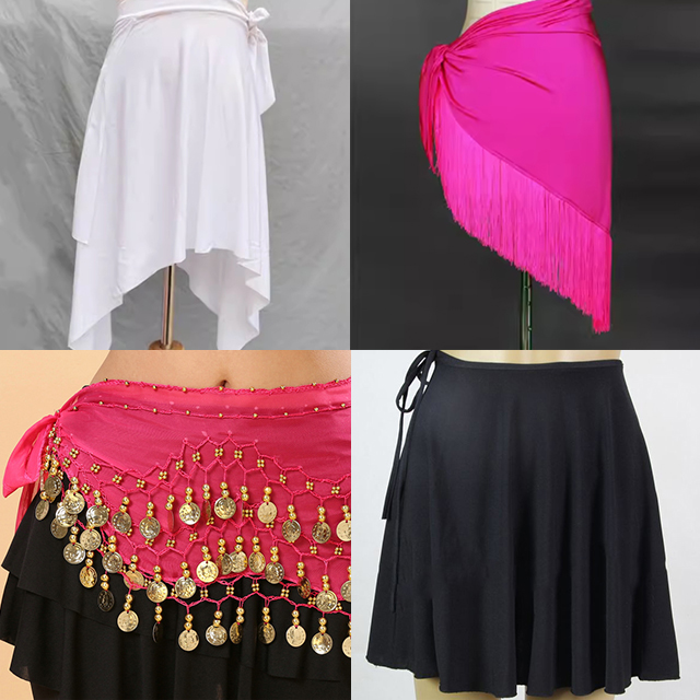 라인댄스복 - 폴댄스의상 에어로빅 스포츠 춤 줌바옷 비침없는 랩스커트 스판 - 상품 이미지