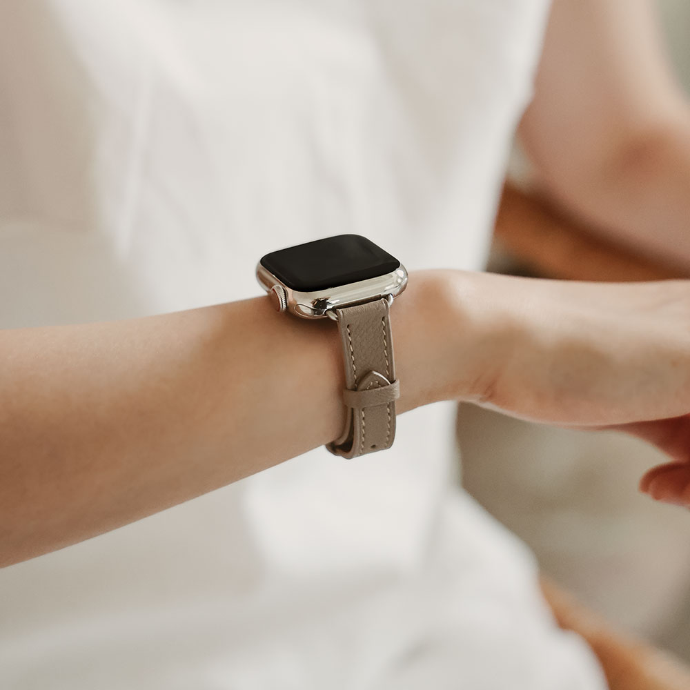 모이브 애플워치 11 10 9 8 6 SE 3 2 호환 가죽 슬림 스트랩 더블 투어 두줄