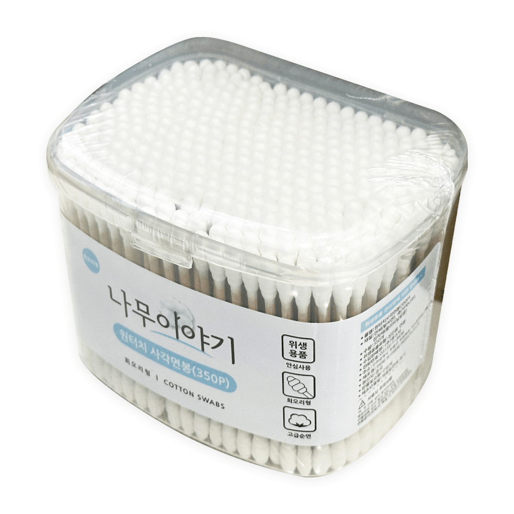 순면 회오리 면봉 나무면봉 350P - 상품 이미지