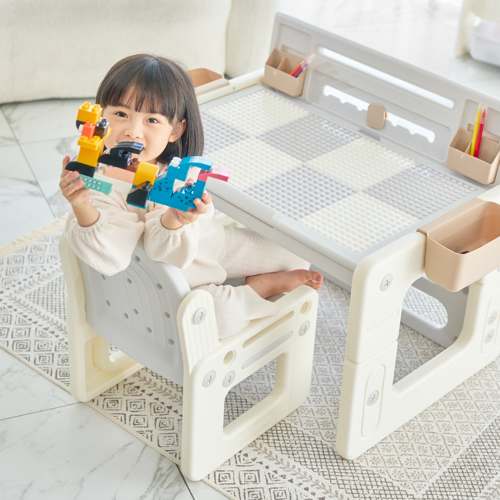 플레스타 멀티데스크 유아 책상 의자 세트(블록포함)