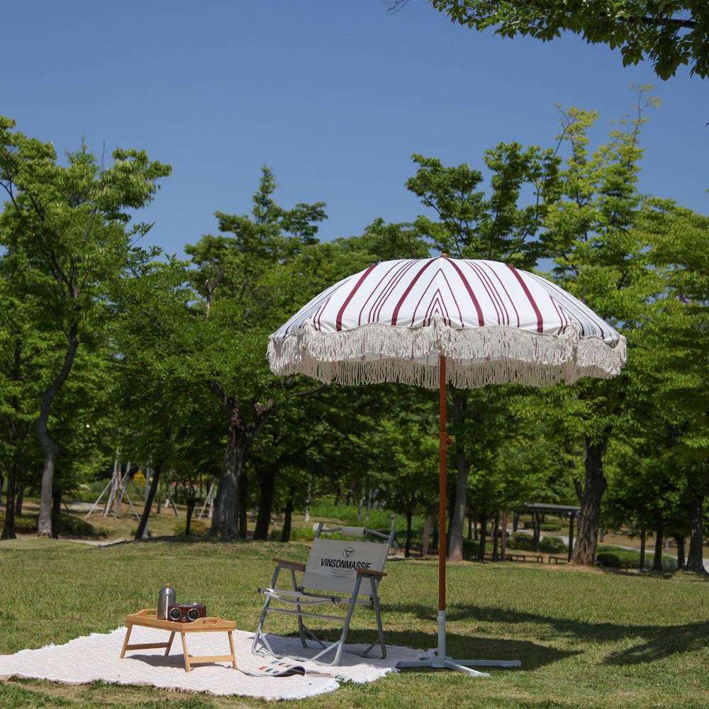 빈슨메시프 태슬 멀티 스트라이프 2M 꺾임 파라솔 낚시 비치 대형파라솔 그늘막 천막