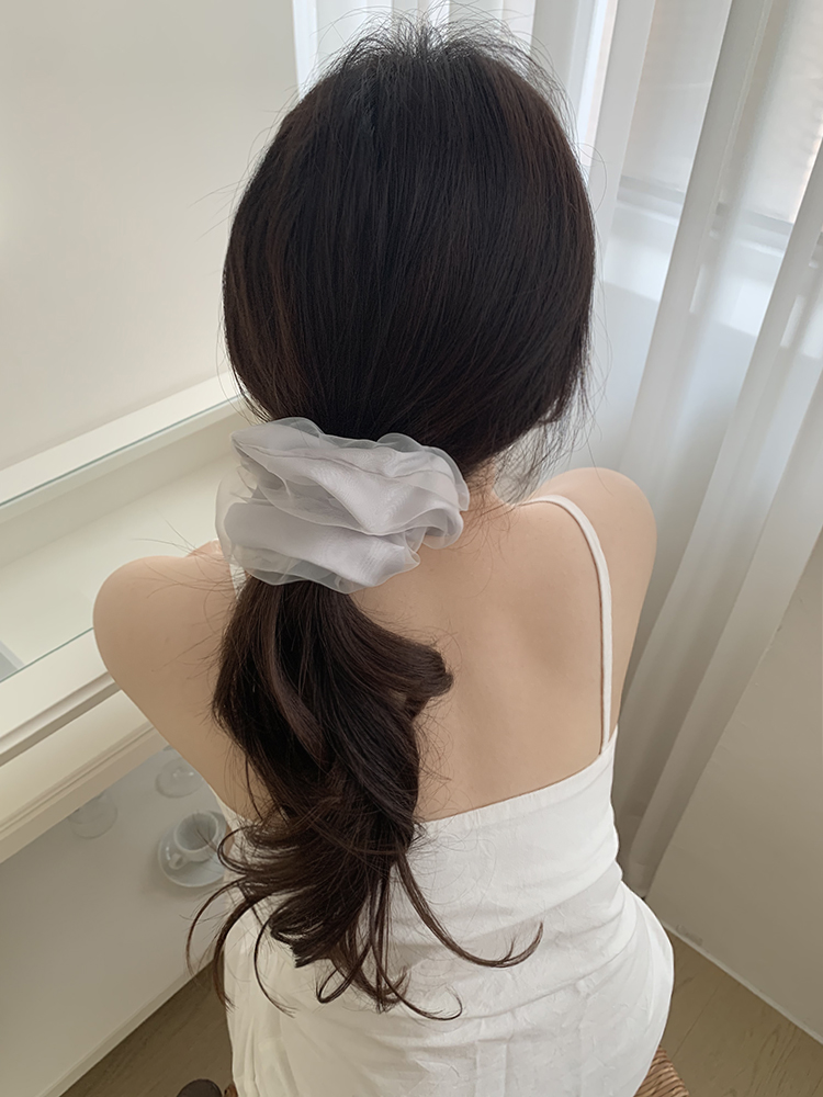 [제작] 실키 오간디 스크런치 - 오간자 실크새틴 풍성한 웨딩 포니테일 팔찌 곱창머리끈 이미지 3