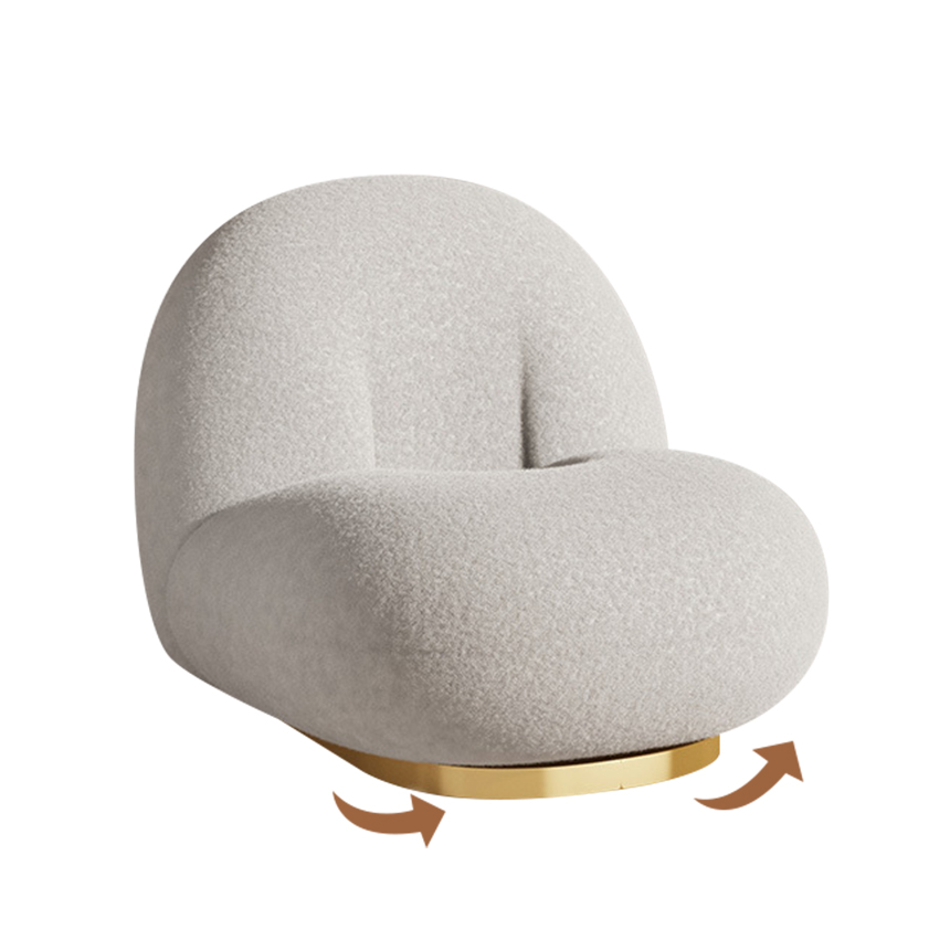 파샤 1인용 소파 라운지 구름 패브릭 체어 소파 고정형 양털 화이트