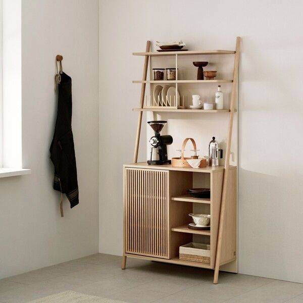 [일룸] 레마 높은 주방식기장(포인트도어,조명) 주방수납장 간살수납장