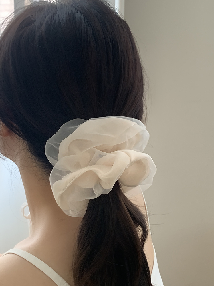 [제작] 실키 오간디 스크런치 - 오간자 실크새틴 풍성한 웨딩 포니테일 팔찌 곱창머리끈 이미지 2