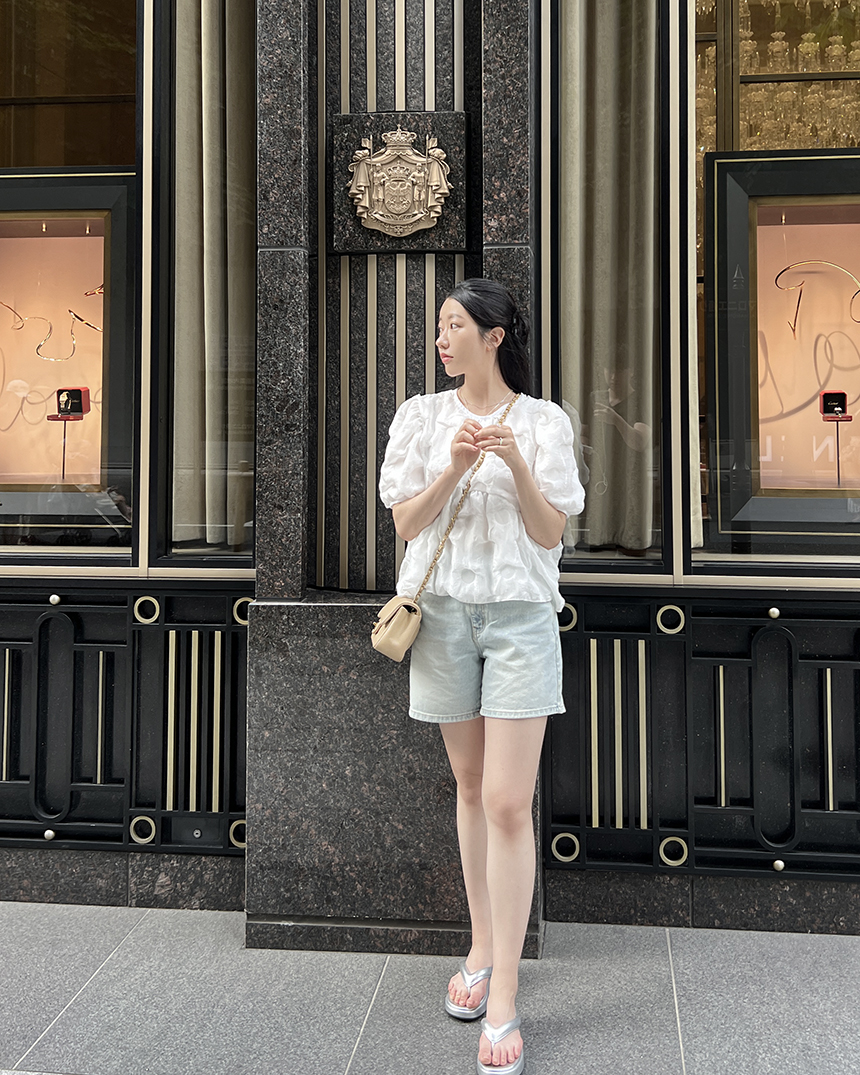 구름 퍼프소매 반팔블라우스 3color 상세 이미지 45