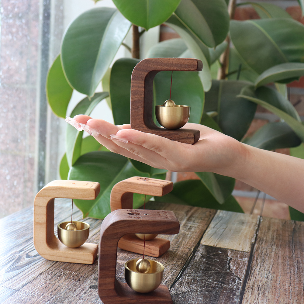 감성모먼트 우드 도어벨 현관종 원목 각인 제작 미니 나무 풍경 자석