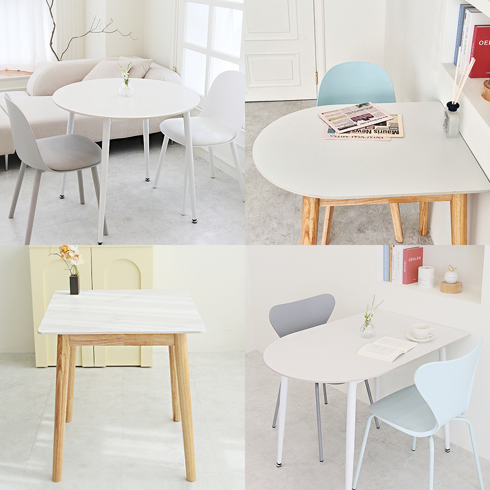 2인 세라믹테이블 포세린 원형 반타원 정사각형 원목 티테이블 식탁 테이블 700 800 850 1000