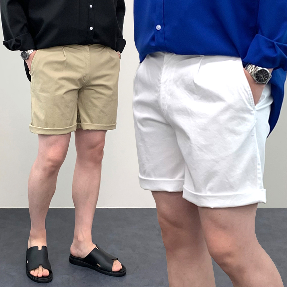 남자 반바지 5부 스판 워싱 면 빅 사이즈 치노팬츠 - 상품 이미지