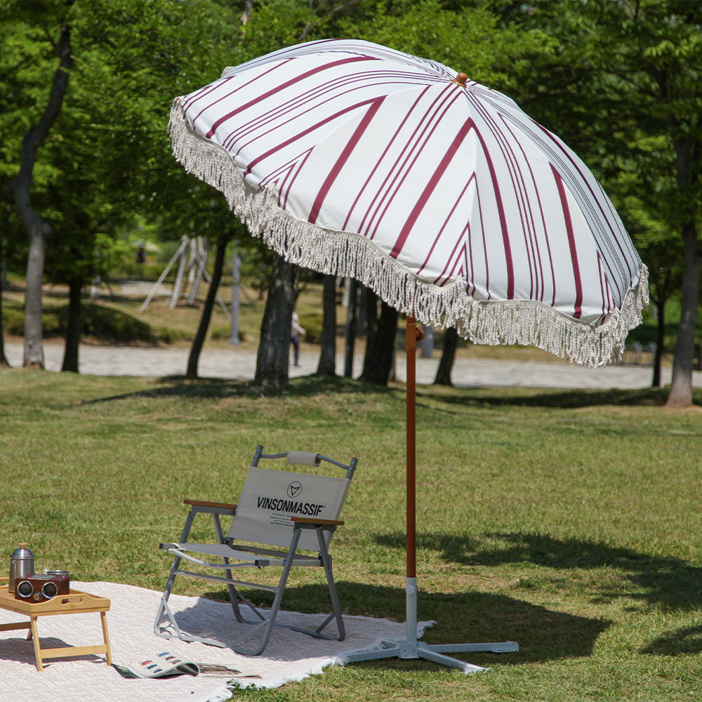 빈슨메시프 태슬 멀티 스트라이프 2M 꺾임 파라솔 낚시 비치 대형파라솔 그늘막 천막