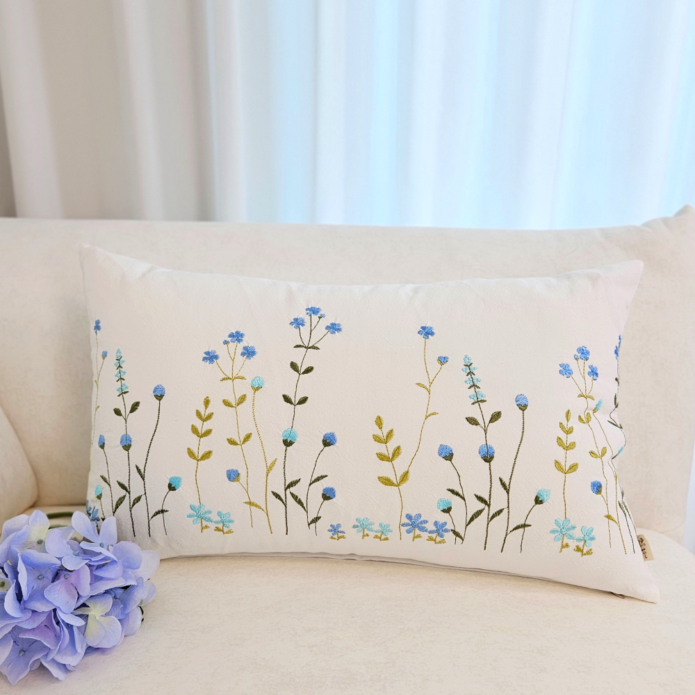 [쇼파쿠션] 의자 등받이 허리 쿠션 커버 광목 자수 30x50