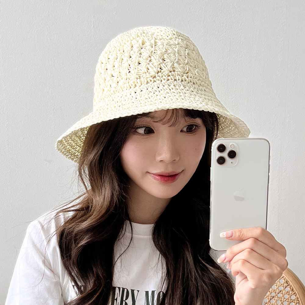 동대문모자 꽃 짜임 밀짚 벙거지 라탄 라피아 버킷햇 - 상세 이미지 2