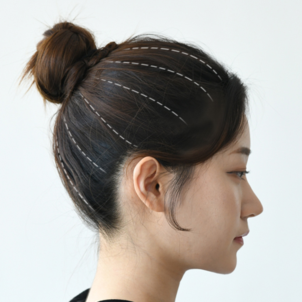 휴브론 뒷볼륨 두상 가발 인조모 여자 똥머리 포니테일 묶음 머리 볼륨 뽕 커버 - 상세 이미지 3