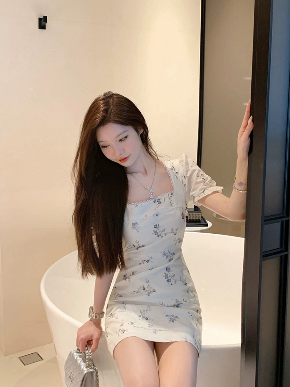 미녀와 순정남 25회 한수아 공마리 원피스 스퀘어 플라워 의상 옷 패션 - 상세 이미지 4