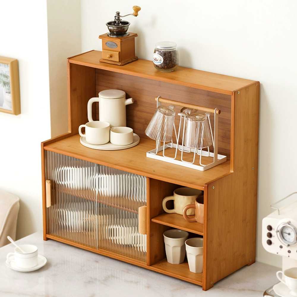 빈티지 진열장 엔틱 찻장 보관 우드 컵보드 고급 콘솔 브라운 55롱 - 상세 이미지 3