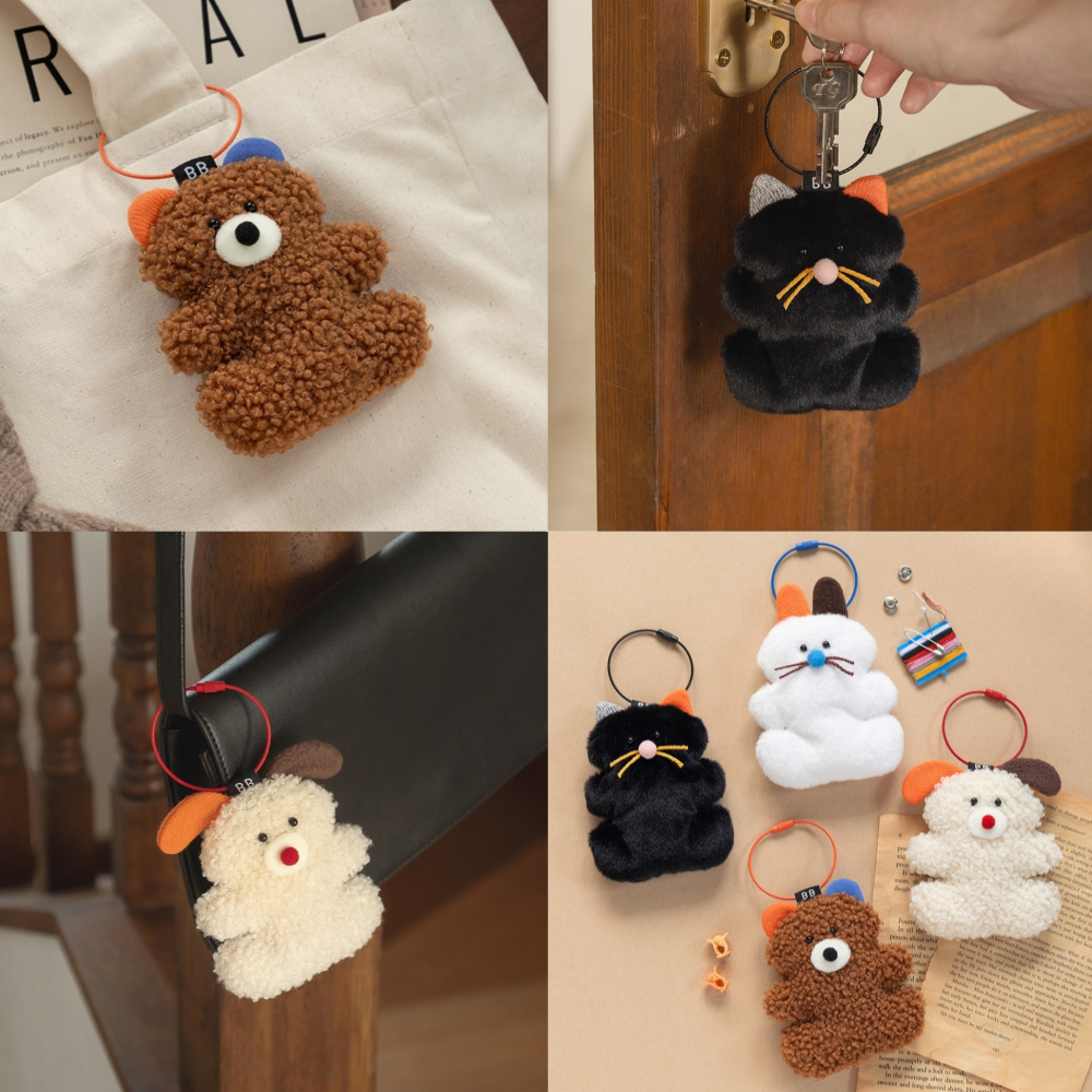 캐릭터 인형 키링 귀여운 고양이 토끼 곰돌이 강아지 백팩 가방 백꾸 키링 - 상품 이미지