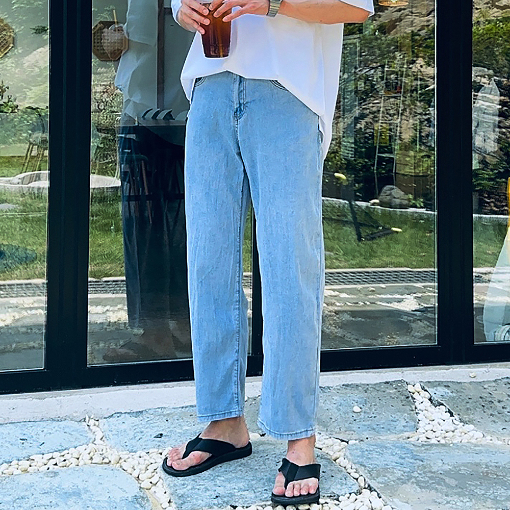 1+1 남자 여름 청바지 아이스 9부 10부 팬츠 남성와이드청바지