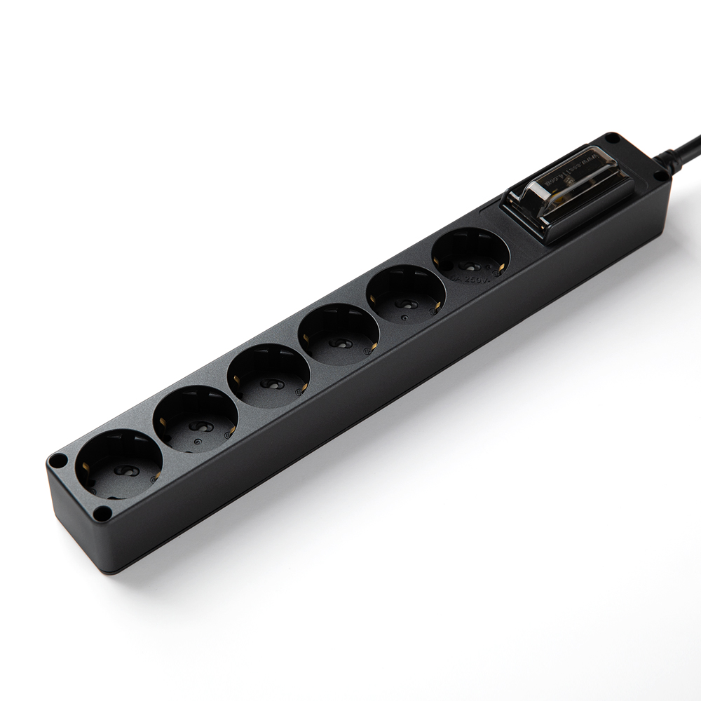 현대 오브제 블랙 6구 누전차단기 대용량멀티탭 4000W 인테리어 컬러 에어컨용 1.5m