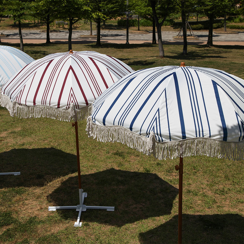 빈슨메시프 태슬 멀티 스트라이프 2M 꺾임 파라솔 낚시 비치 대형파라솔 그늘막 천막