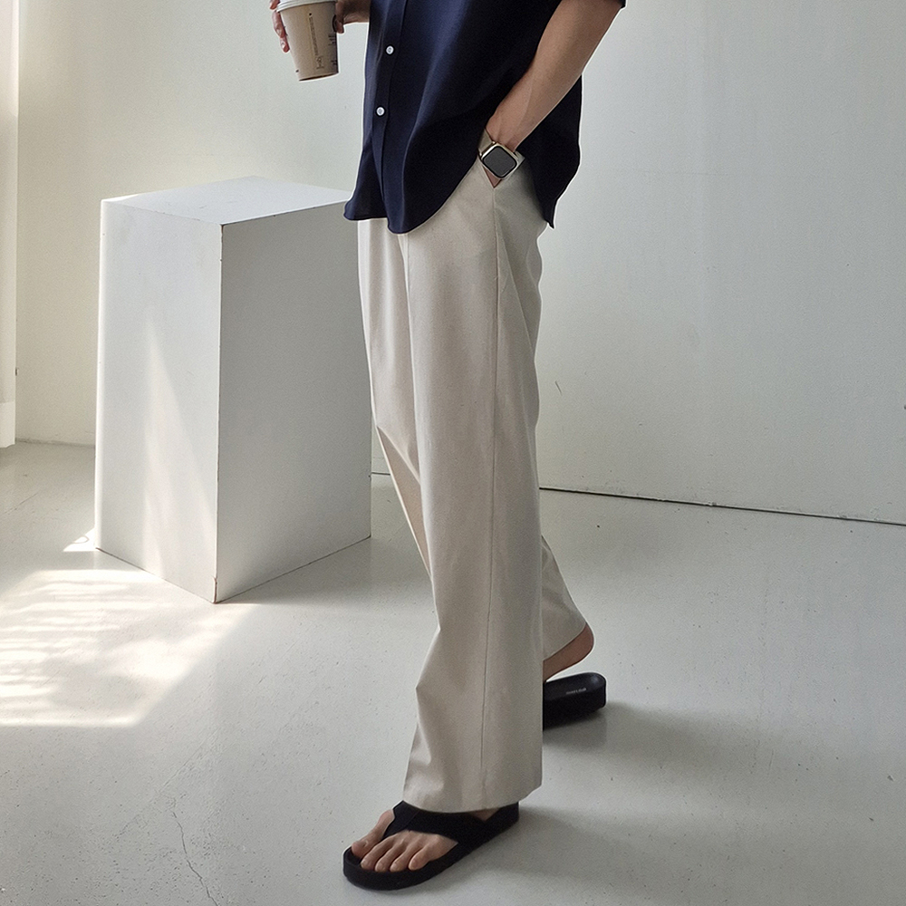 남자 여름 바지 린넨 와이드 팬츠 남자냉장고바지 - 상세 이미지 2