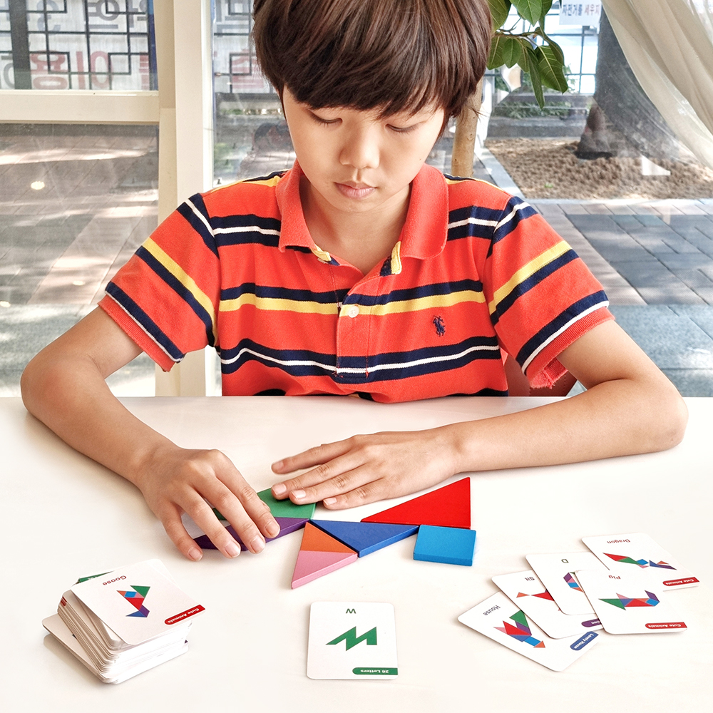 3+1 푸르베베 칠교 놀이 세트 심화 도안 탱그램 - 상품 이미지