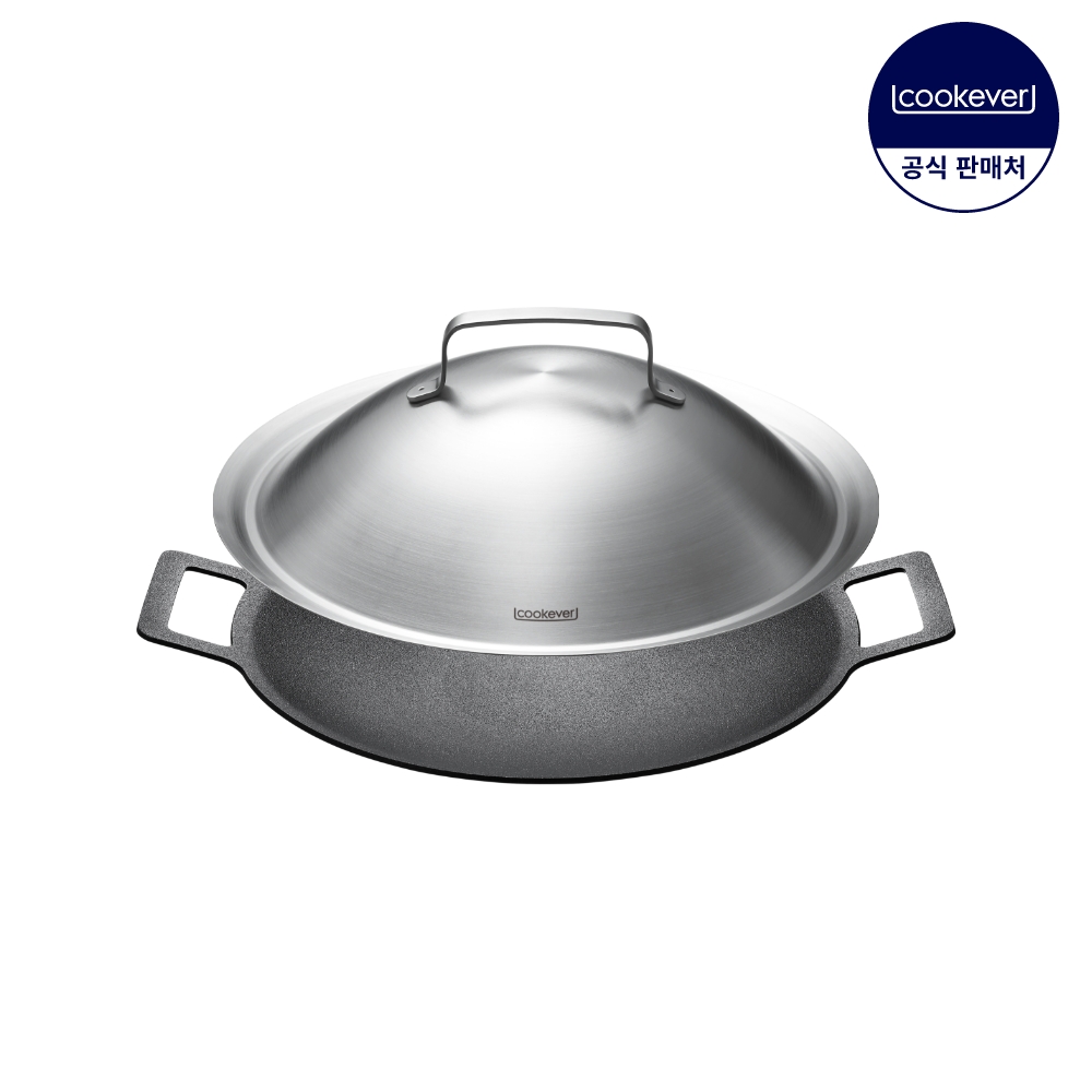 쿡에버 IH 인덕션 통3중 코팅 그리들 2종 세트 30cm (커버포함)