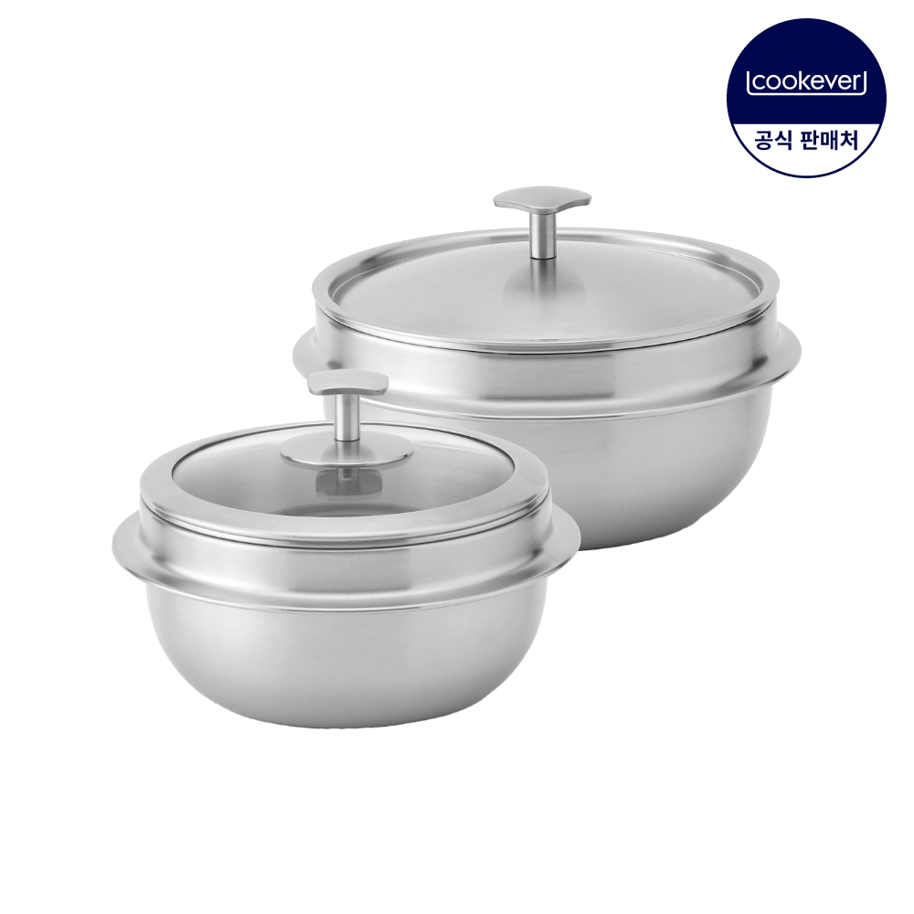 쿡에버 옹골진 인덕션 통3중 스텐 뚝배기 2종 세트 (G14+S16)