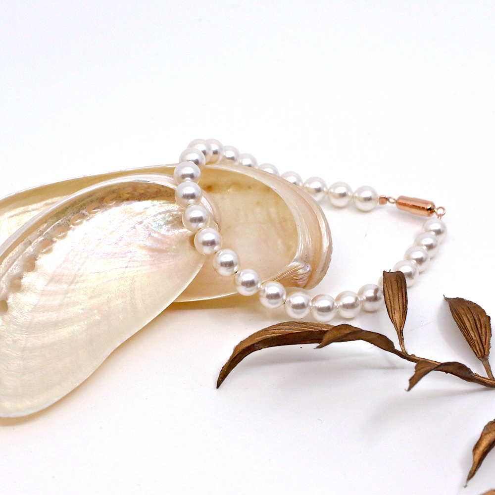 14k 6mm 스왈 진주 팔찌(자석잠금) OPPB0159 - 상세 이미지 4