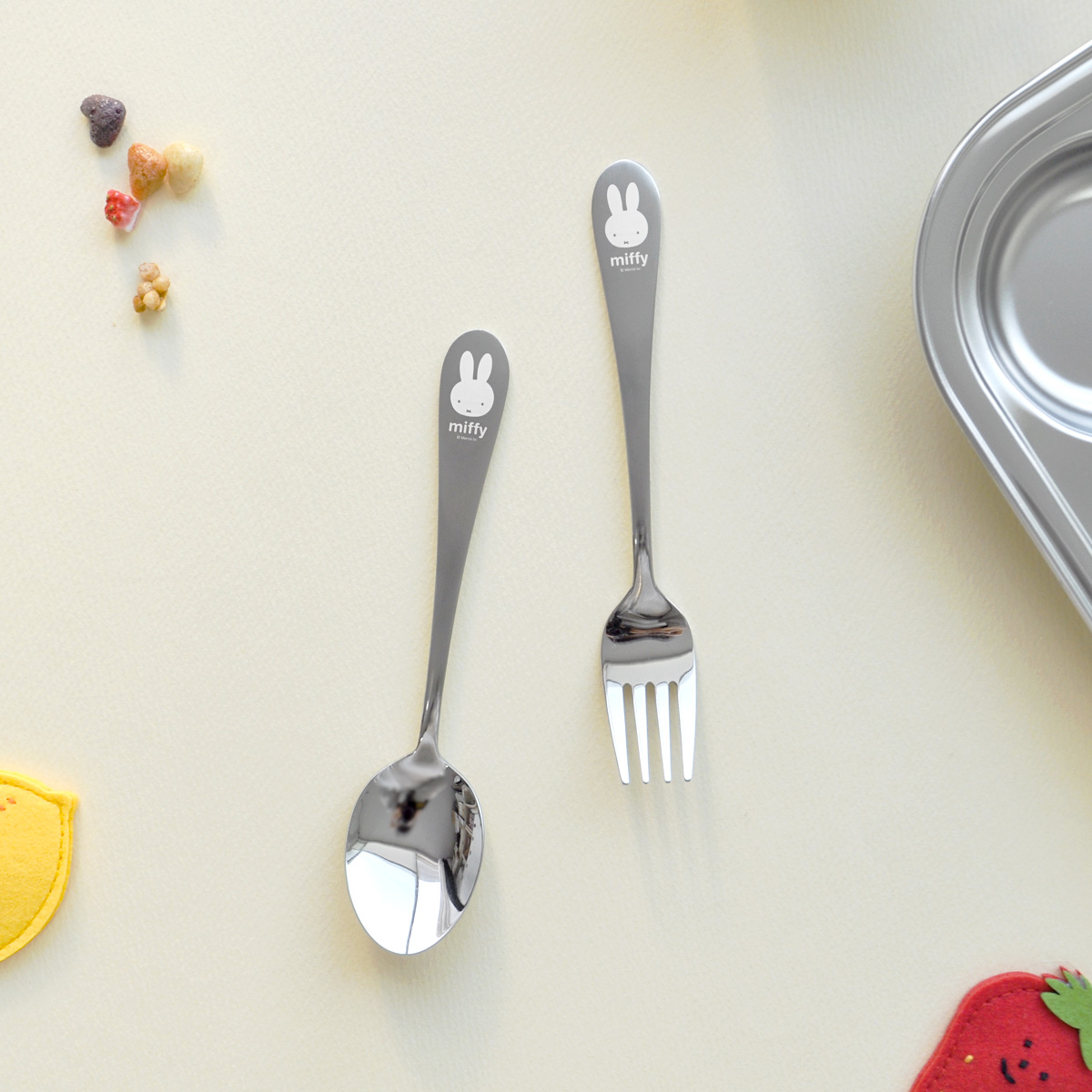 캐릭터 유아 어린이 유치원 이유식 어린이집 준비물 수저 숟가락 미피 스텐 스푼포크 세트 제품 이미지